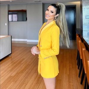 Bright Yellow Blazer Dress